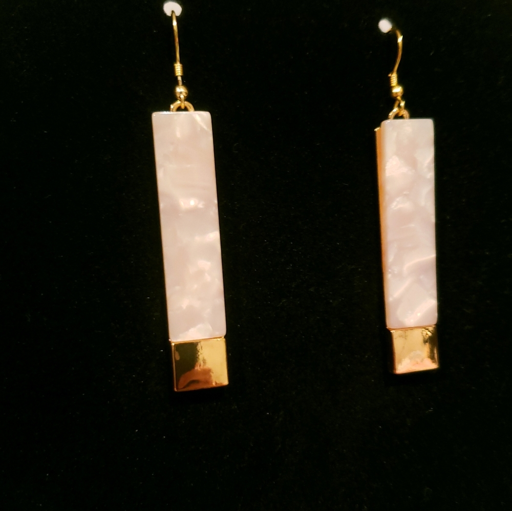 Gold & Marbled Stone Earrings